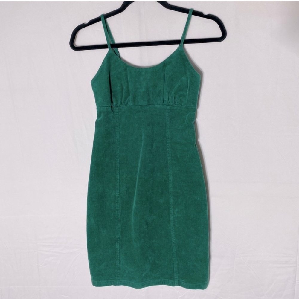 Vintage Green Corduroy Sundress Summer Dress Sun Dress XS